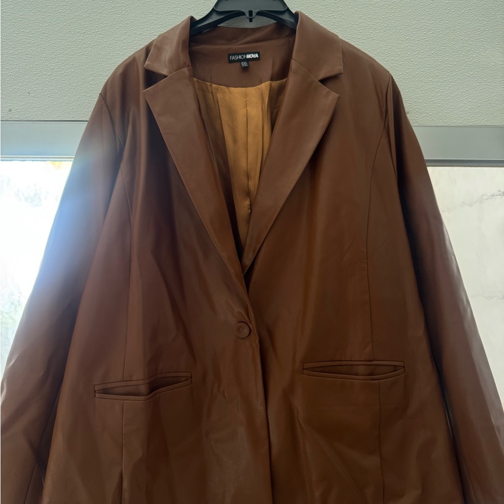 Fashion Nova Brown Single-Button Blazer Jacket